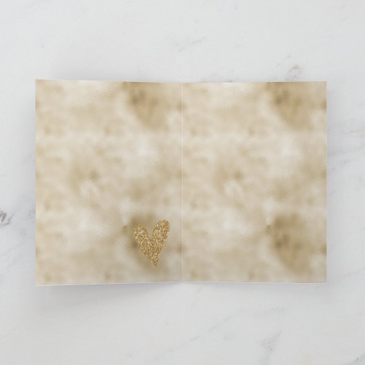 Gold Glitter Heart Kaart (Binnen)