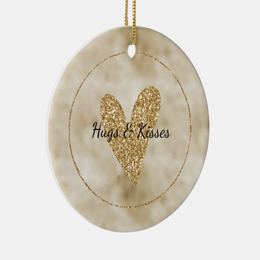 Gold Glitter Heart Keramisch Ornament (Rechts)