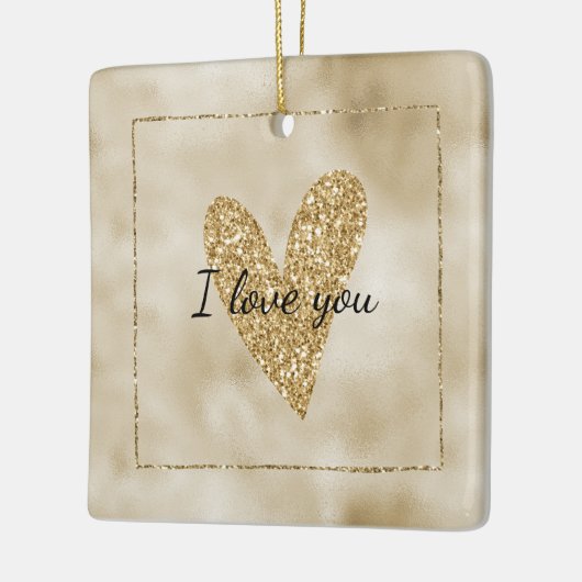Gold Glitter Heart Keramisch Ornament (Links)