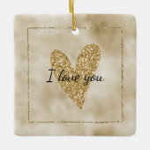Gold Glitter Heart Keramisch Ornament (Voorkant)