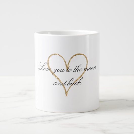 Gold Glitter Heart Love Grote Koffiekop (Voorkant)