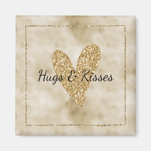 Gold Glitter Heart Magneet (Voorkant)