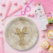 Gold Glitter Heart Papieren Bordje (Feest)