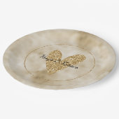Gold Glitter Heart Papieren Bordje (Gekanteld)