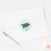 Gold Glitter Heart, Red Truck Pine Tree Kerstmis Ronde Sticker (Envelop)