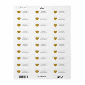 Gold Glitter Heart Return Label (Full Sheet)