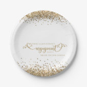 Gold Glitter Heart Script Names Verloving Bedankt Papieren Bordje (Voorkant)