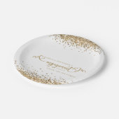 Gold Glitter Heart Script Names Verloving Bedankt Papieren Bordje (Gekanteld)