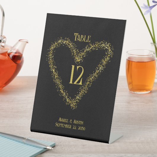 Gold Glitter Heart Shape-tablet Reclamebord Met Voetstuk (Insitu)