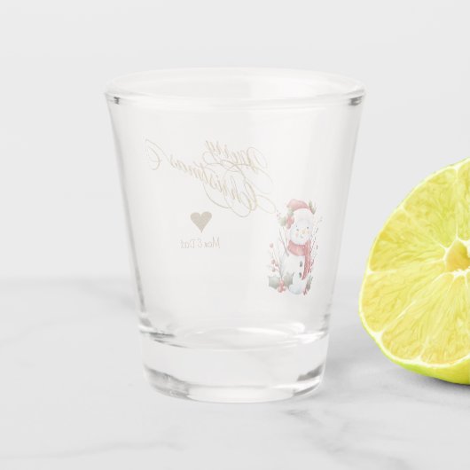 Gold Glitter Heart Snowman Shot Glas (Achterkant)