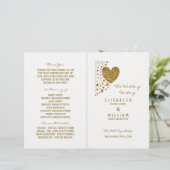 Gold Glitter Heart & Stars Wedding Bi-voudig Progr (Staand voorkant)