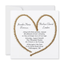 Gold Glitter Heart Wedding Invitation