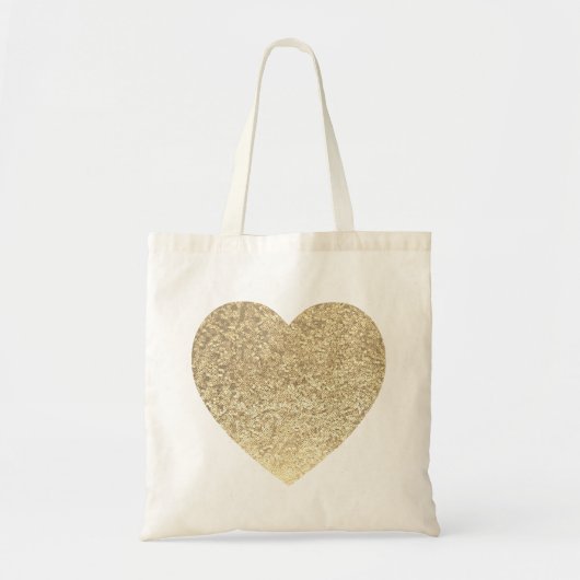 Gold Glitter Heart Wedding Tote Bag (Voorkant)