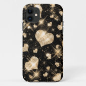 Gold Glitter Hearts Case-Mate iPhone Case (Achterkant)