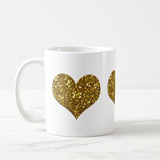 Gold Glitter Hearts Koffiemok (Links)