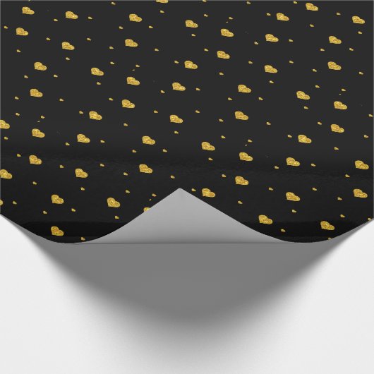 Gold Glitter Hearts naadloos patroon Cadeaupapier (Hoek)