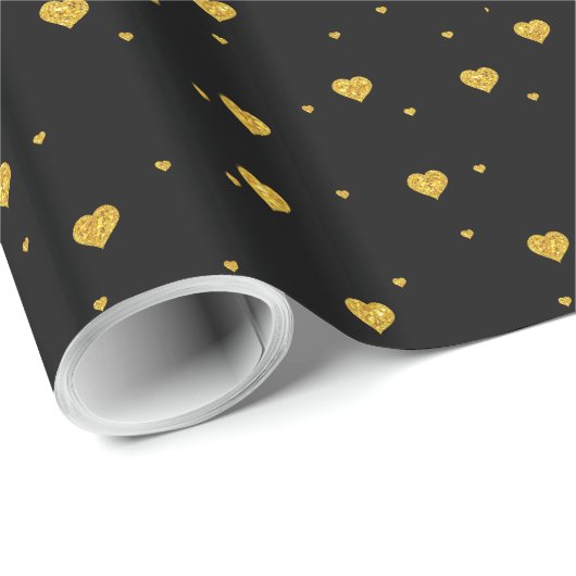 Gold Glitter Hearts naadloos patroon Cadeaupapier (Rol Hoek)