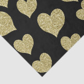 Gold Glitter Hearts op zwart Tissuepapier (Detail)