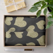 Gold Glitter Hearts op zwart Tissuepapier (Geschenk)