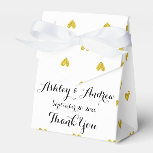 Gold Glitter Hearts Patroon Bedankdoosjes (Voorkant Zijde)