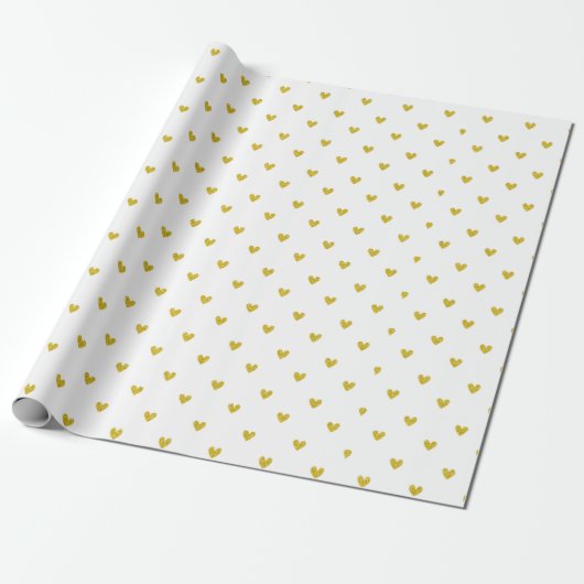 Gold Glitter Hearts Patroon Cadeaupapier (Uitgerold)
