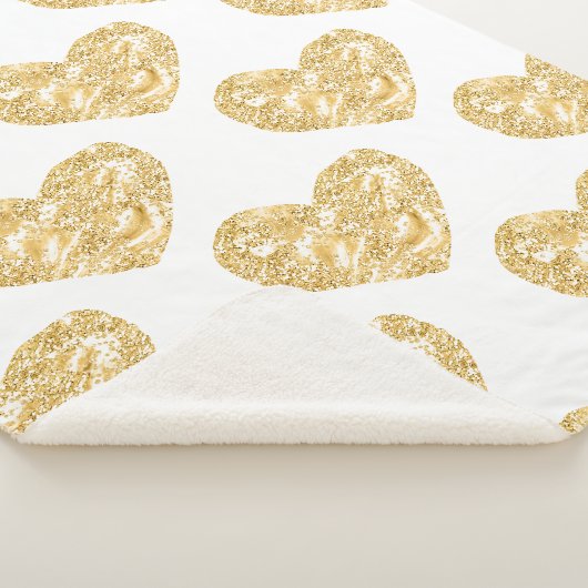 Gold Glitter Hearts Patroon Sherpa Deken (3/4)