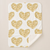 Gold Glitter Hearts Patroon Sherpa Deken (Voorkant)