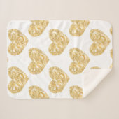Gold Glitter Hearts Patroon Sherpa Deken (Voorkant (horizontaal))