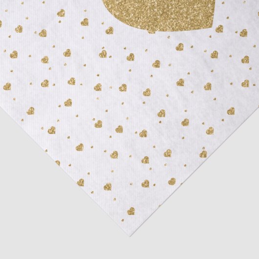 Gold Glitter Hearts Patroon Tissuepapier (Detail)