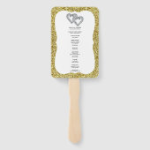 Gold Glitter Hearts Trouwprogramma Fans Handwaaier (Achterkant)