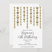 Gold Glitter Hearts Valentijn Verjaardagsfeest Kaart (Voorkant / Achterkant)