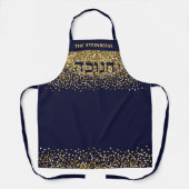 Gold Glitter Hebrew Hanukkah Light-up-nacht Schort (Voorkant)
