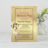 Gold Glitter Heels, Glass, Ballons Retirement Part Kaart (Staand voorkant)