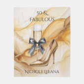 Gold Glitter High Heel 50 & Fabulous Birthday Fleece Deken (Voorkant)
