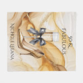 Gold Glitter High Heel 50 & Fabulous Birthday Fleece Deken (Voorkant (Horizontaal))