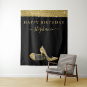 Gold Glitter High Heels - Birthday - achtergrond Wandkleed (In situ)