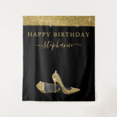 Gold Glitter High Heels - Birthday - achtergrond Wandkleed (Voorkant)