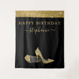 Gold Glitter High Heels - Birthday - achtergrond Wandkleed