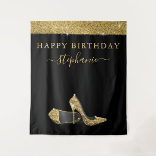Gold Glitter High Heels - Birthday - achtergrond Wandkleed