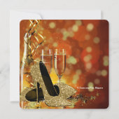 Gold Glitter High Heels Champagne Birthday Party Kaart (Achterkant)