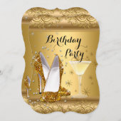 Gold Glitter High Heels Cocktail Birthday Party 4 Kaart (Voorkant / Achterkant)