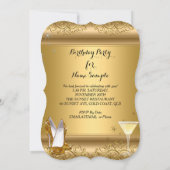 Gold Glitter High Heels Cocktail Birthday Party 4 Kaart (Achterkant)