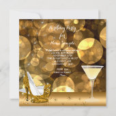 Gold Glitter High Heels Cocktail Birthday Party Kaart (Achterkant)