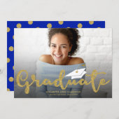 Gold Glitter High School Afstudeerder Fotoaankondi Aankondiging (Voorkant / Achterkant)