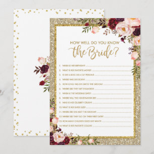 Gold Glitter Hoe goed je Bride Game Kaart kent
