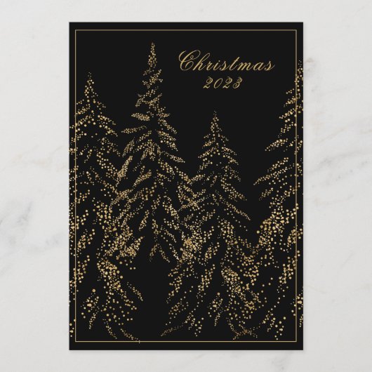 Gold Glitter Holiday Elegant Date Kerstmis Kaart (Voorkant)