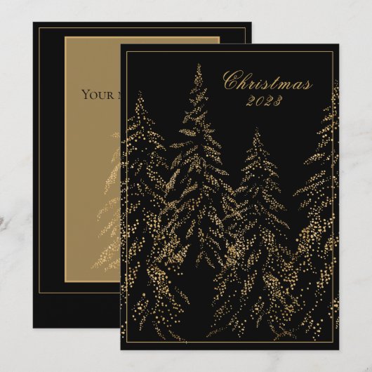 Gold Glitter Holiday Elegant Date Kerstmis Kaart (Voorkant / Achterkant)