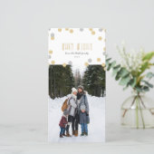 Gold Glitter Holiday-fotokaart Feestdagenkaart (Staand voorkant)