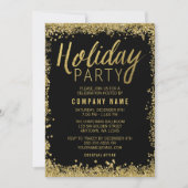 Gold Glitter Holiday Party Kaart (Voorkant)
