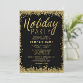 Gold Glitter Holiday Party Kaart (Staand voorkant)